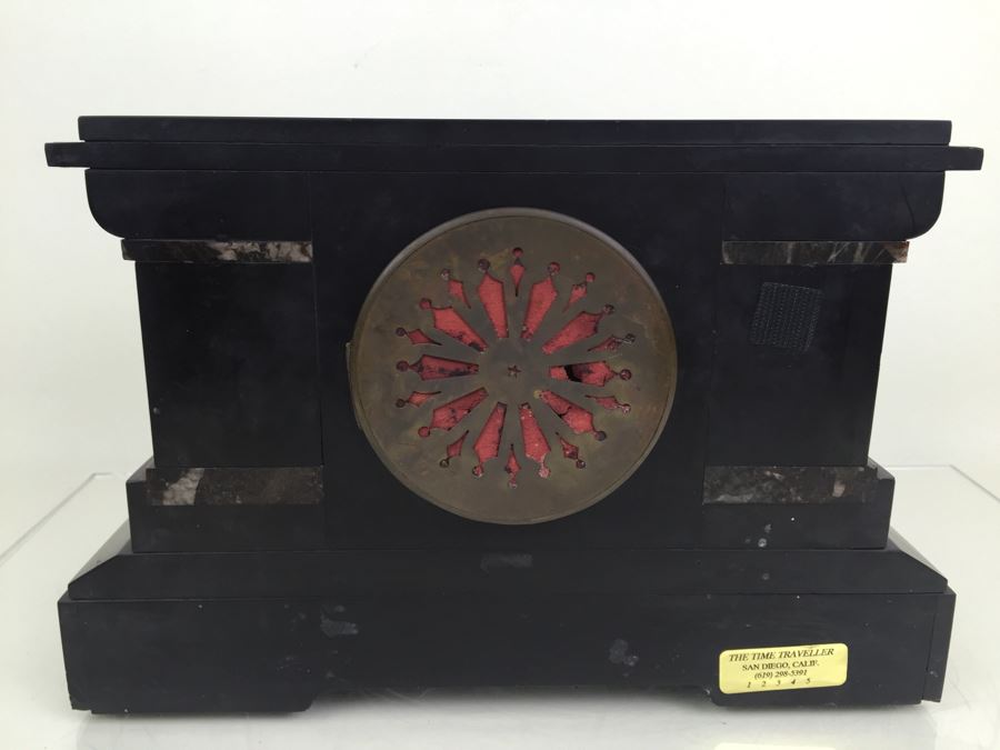 Impressive Antique Waterbury Clock Co. French Marble Open Escapement Mantle Clock [Photo 18]