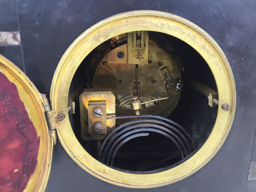 Impressive Antique Waterbury Clock Co. French Marble Open Escapement Mantle Clock [Photo 21]