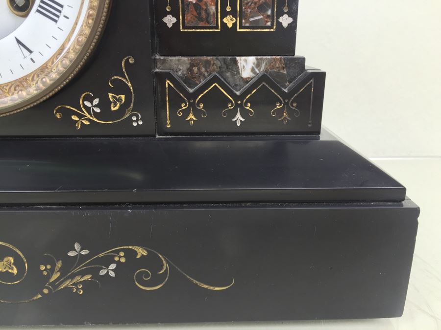 Impressive Antique Waterbury Clock Co. French Marble Open Escapement Mantle Clock [Photo 8]