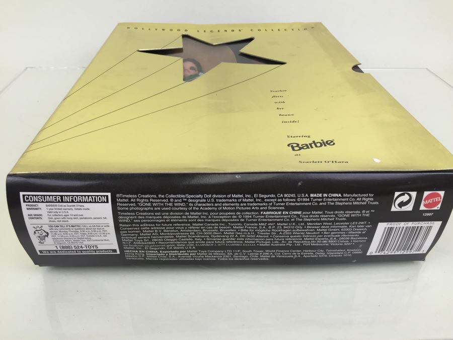 Barbie Hollywood Legends Collection Barbie As Scarlett O'Hara Mattel Vintage 1994 [Photo 6]