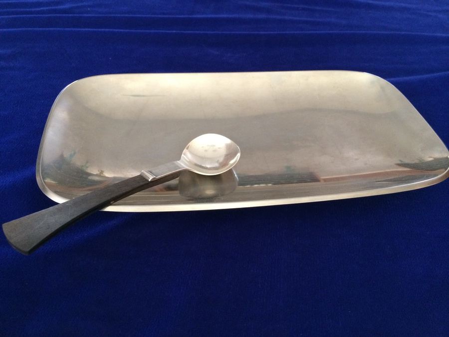 GABIS Stainless Sweden Plate with Wooden Handled Sterling Silver Spoon