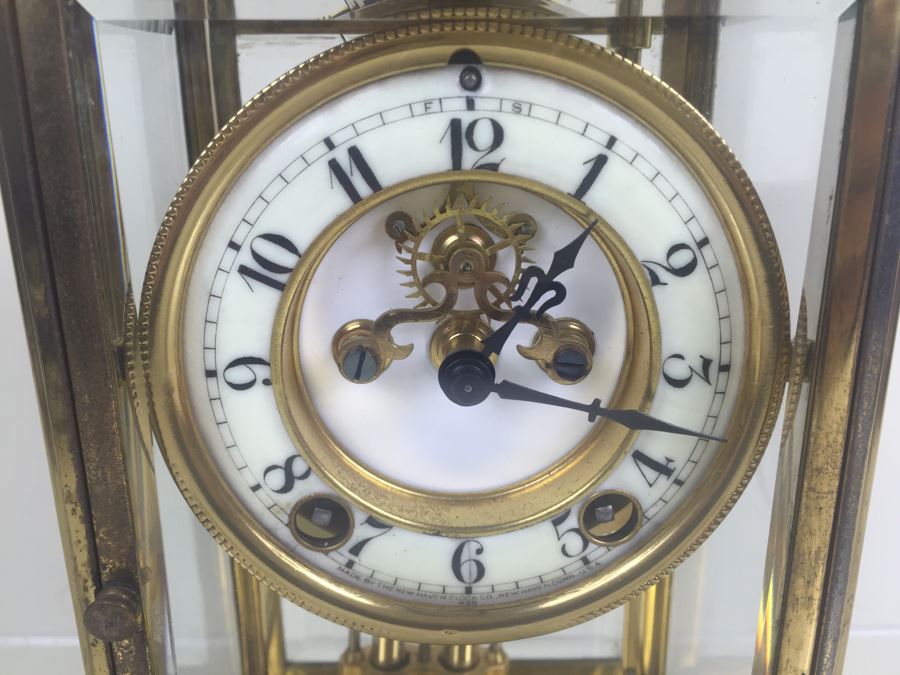 Antique New Haven Crystal Regulator Clock #436 On Dial - Open Escapement New Haven, CT Excellent Condition With Key [Photo 5]