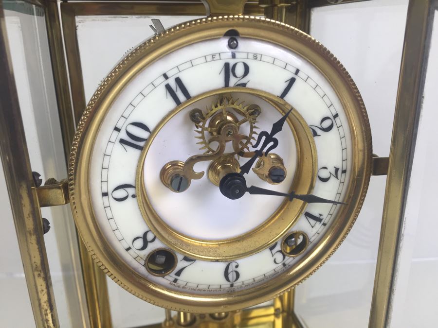Antique New Haven Crystal Regulator Clock #436 On Dial - Open Escapement New Haven, CT Excellent Condition With Key [Photo 2]