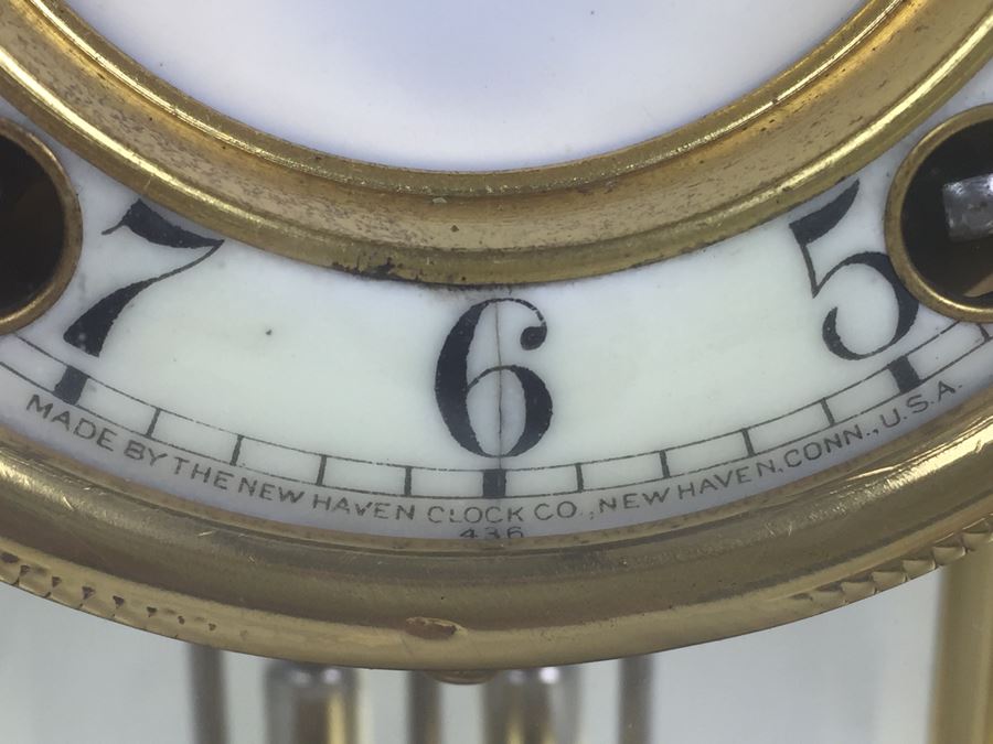 Antique New Haven Crystal Regulator Clock #436 On Dial - Open Escapement New Haven, CT Excellent Condition With Key [Photo 8]