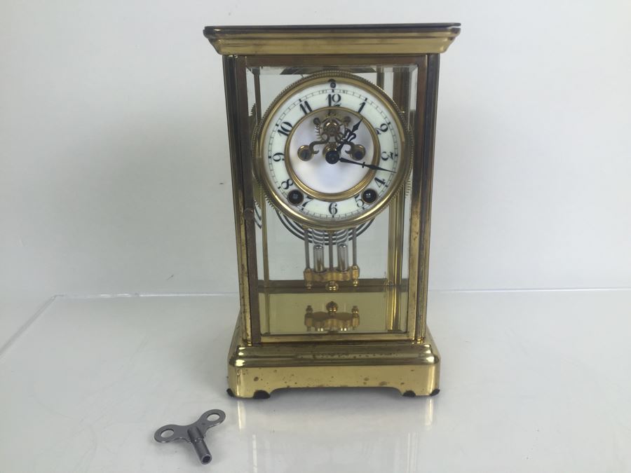 Antique New Haven Crystal Regulator Clock #436 On Dial - Open Escapement New Haven, CT Excellent Condition With Key