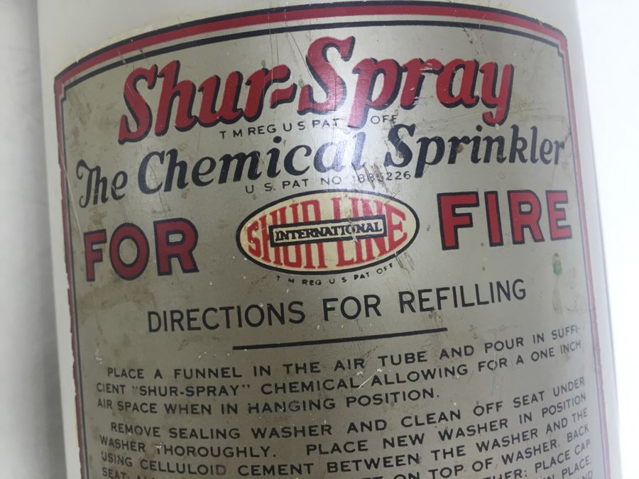 Vintage Shur-Spray Glass Fire Extinguisher For Fire The Chemical Sprinkler With Metal Mounting  [Photo 2]