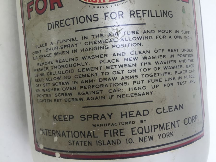 Vintage Shur-Spray Glass Fire Extinguisher For Fire The Chemical Sprinkler With Metal Mounting  [Photo 6]