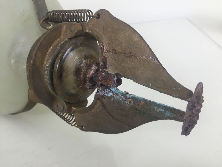 Vintage Shur-Spray Glass Fire Extinguisher For Fire The Chemical Sprinkler With Metal Mounting  [Photo 13]