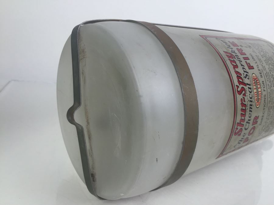Vintage Shur-Spray Glass Fire Extinguisher For Fire The Chemical Sprinkler With Metal Mounting  [Photo 9]
