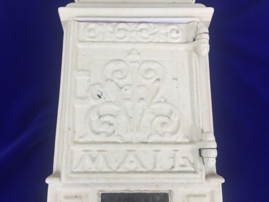 Vintage Cast Iron Metal Mailbox Letter Box Painted White [Photo 2]