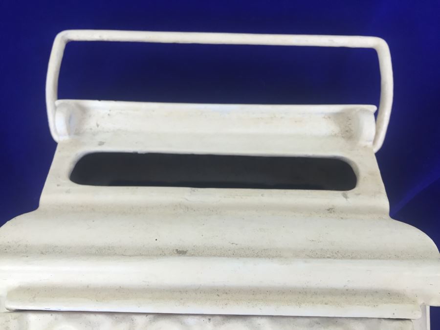 Vintage Cast Iron Metal Mailbox Letter Box Painted White [Photo 7]