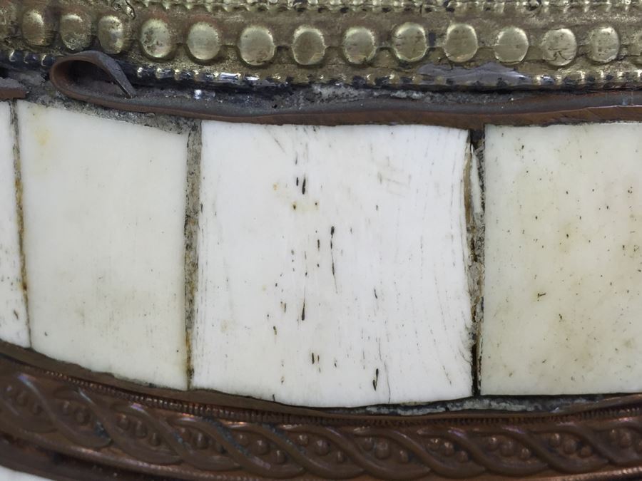 Folk Art Embossed Metal And Bone Lidded Box [Photo 11]