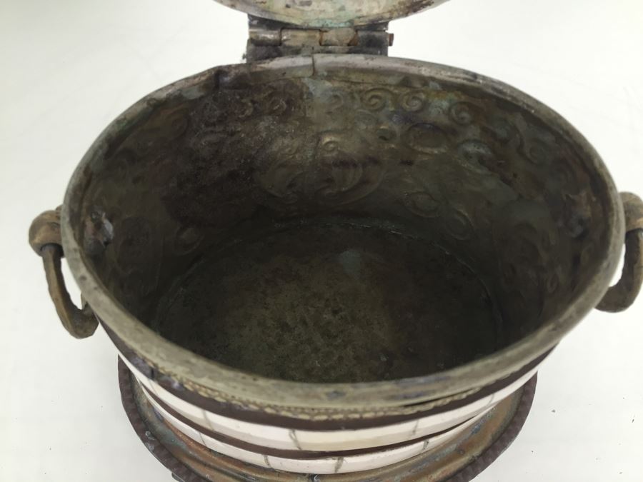 Folk Art Embossed Metal And Bone Lidded Box [Photo 8]
