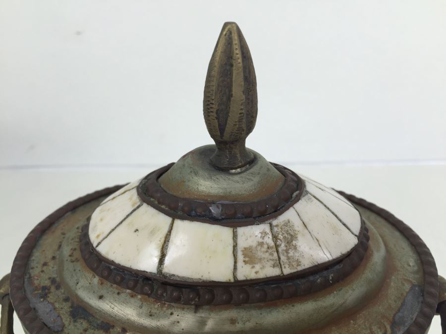 Folk Art Embossed Metal And Bone Lidded Box [Photo 6]