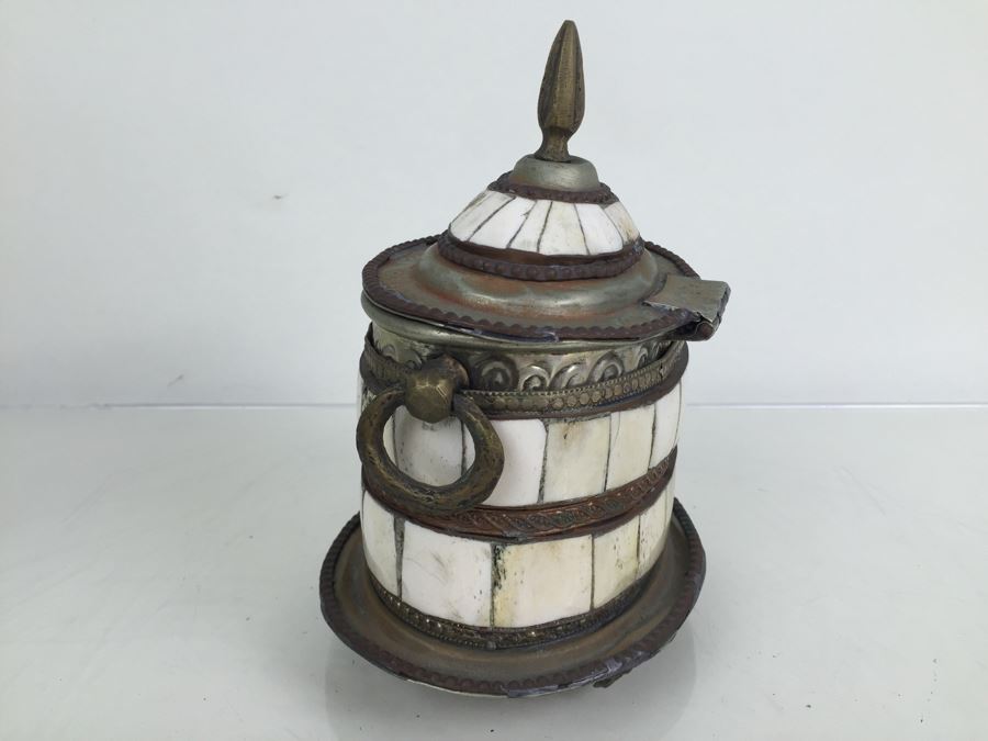 Folk Art Embossed Metal And Bone Lidded Box [Photo 15]