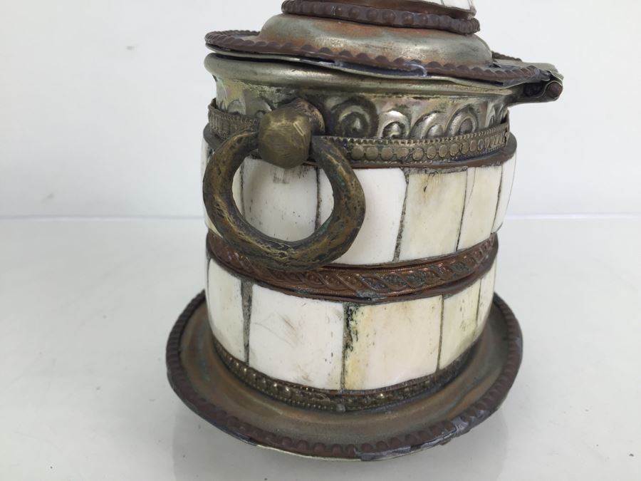 Folk Art Embossed Metal And Bone Lidded Box [Photo 16]