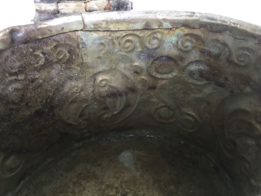 Folk Art Embossed Metal And Bone Lidded Box [Photo 9]