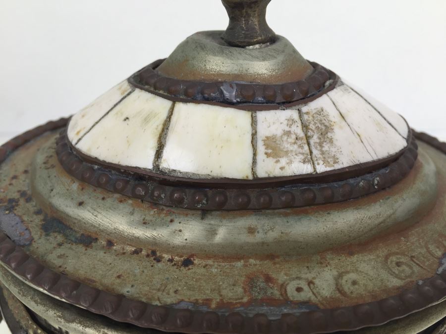 Folk Art Embossed Metal And Bone Lidded Box [Photo 5]