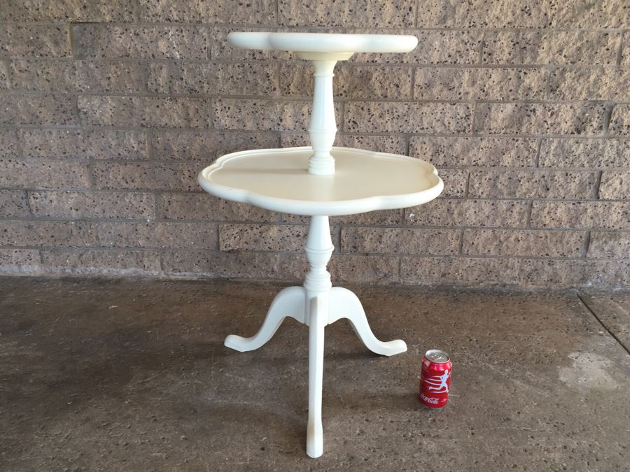 Pottery Barn White 2-Tier Pedestal Table [Photo 4]
