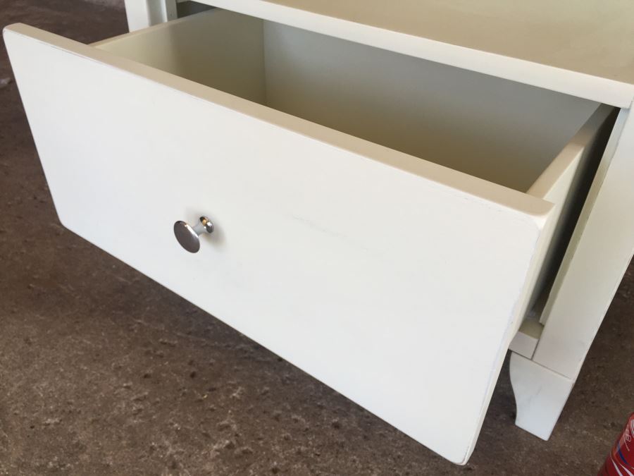 Pottery Barn White Bookcase With Drawer On Bottom [Photo 3]