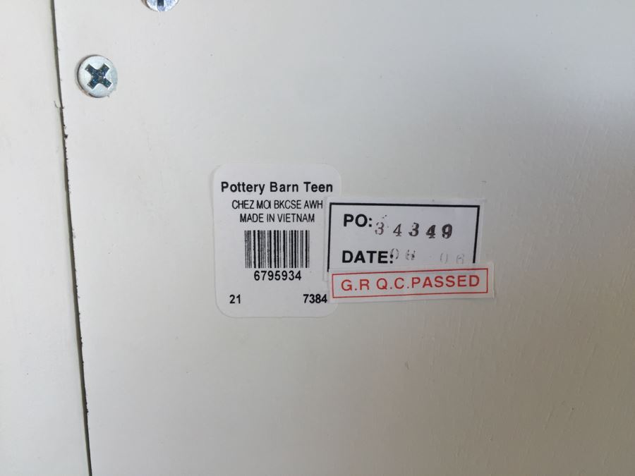 Pottery Barn White Bookcase With Drawer On Bottom [Photo 12]