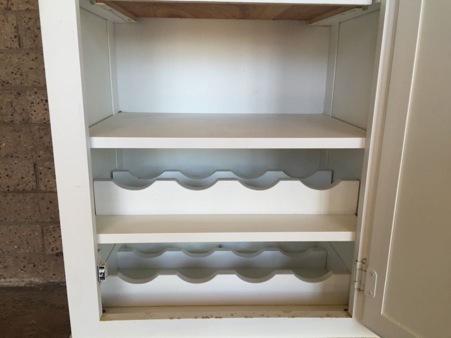 White Wine Storage Cabinet With Clock [Photo 11]