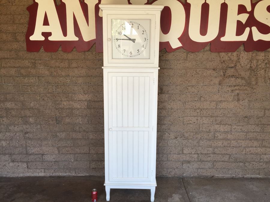 White Wine Storage Cabinet With Clock