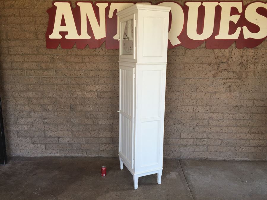 White Wine Storage Cabinet With Clock [Photo 12]