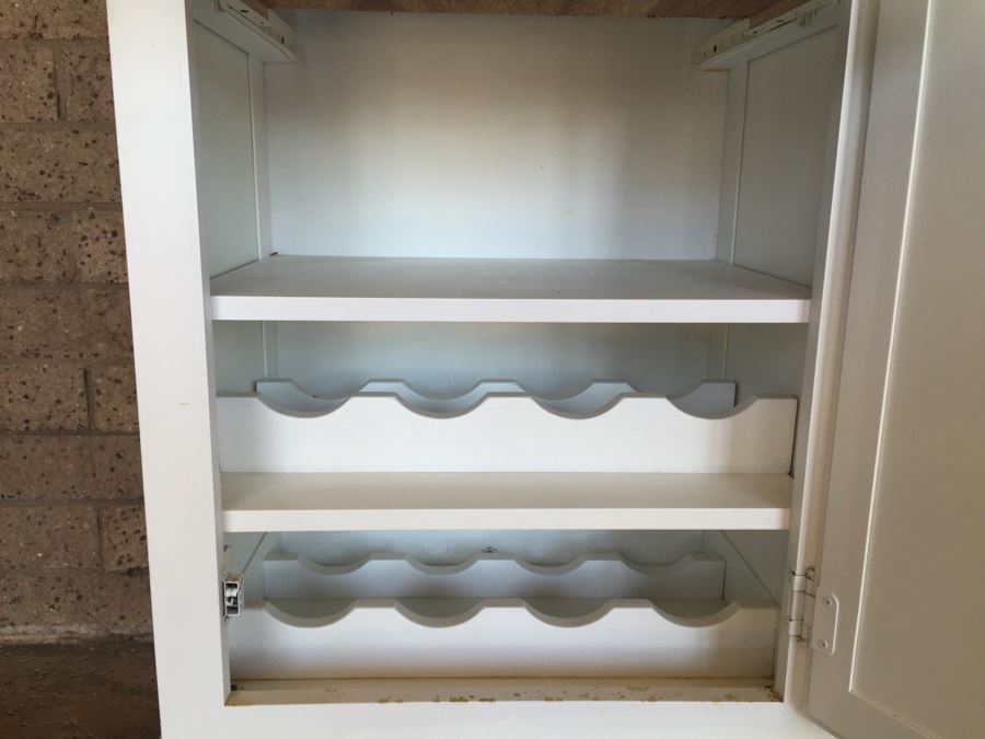 White Wine Storage Cabinet With Clock [Photo 10]