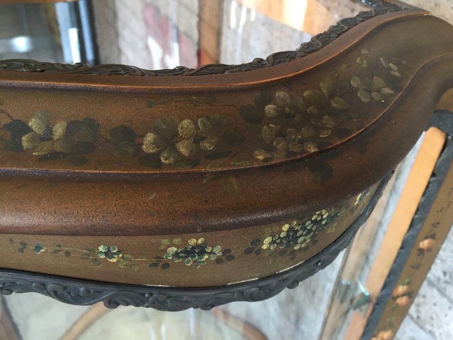 Exquisite French Curio Display Cabinet With Curved Glass On All Sides And Glass On Top Hand Painted And Beautifully Embellished With Metal Accents [Photo 27]
