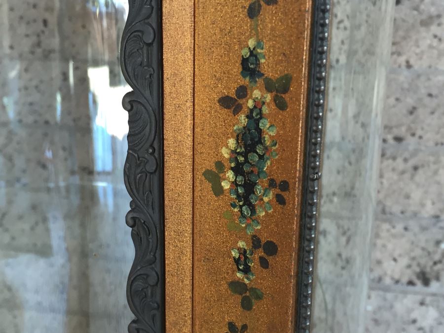 Exquisite French Curio Display Cabinet With Curved Glass On All Sides And Glass On Top Hand Painted And Beautifully Embellished With Metal Accents [Photo 13]
