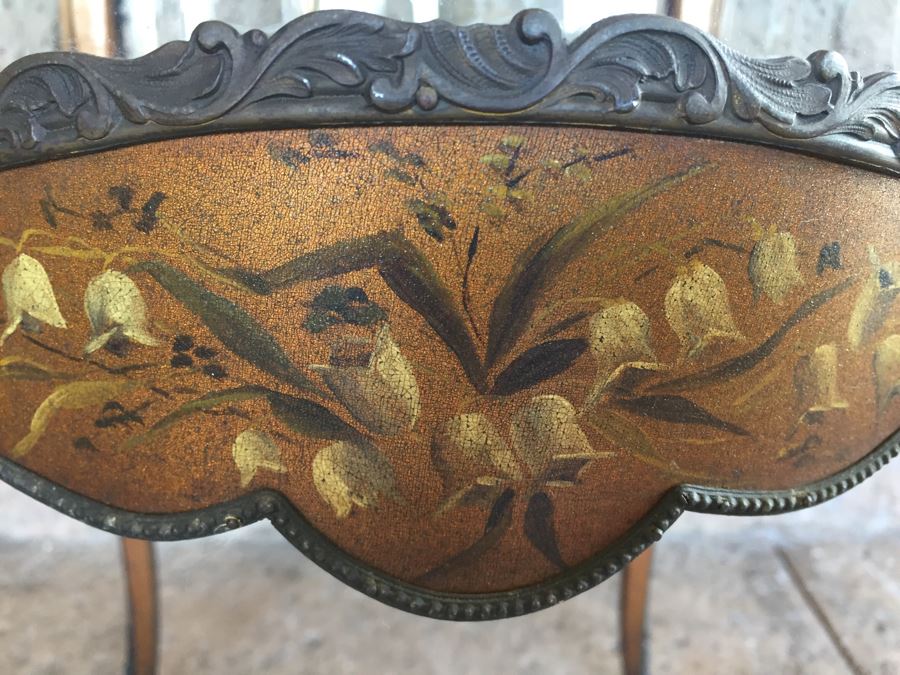 Exquisite French Curio Display Cabinet With Curved Glass On All Sides And Glass On Top Hand Painted And Beautifully Embellished With Metal Accents [Photo 35]