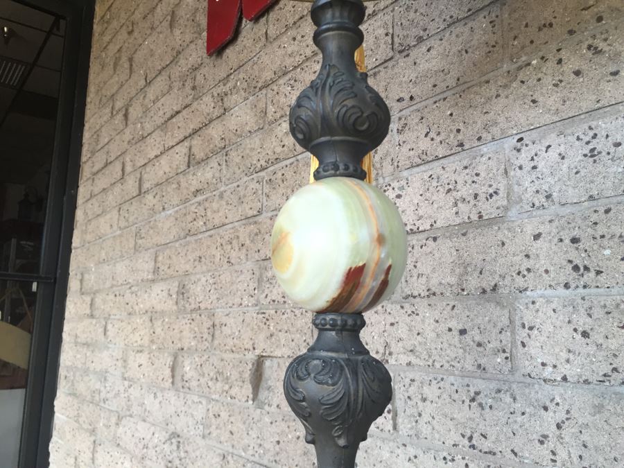 Nice Metal Floor Lamp Accented With Polished Agate [Photo 12]