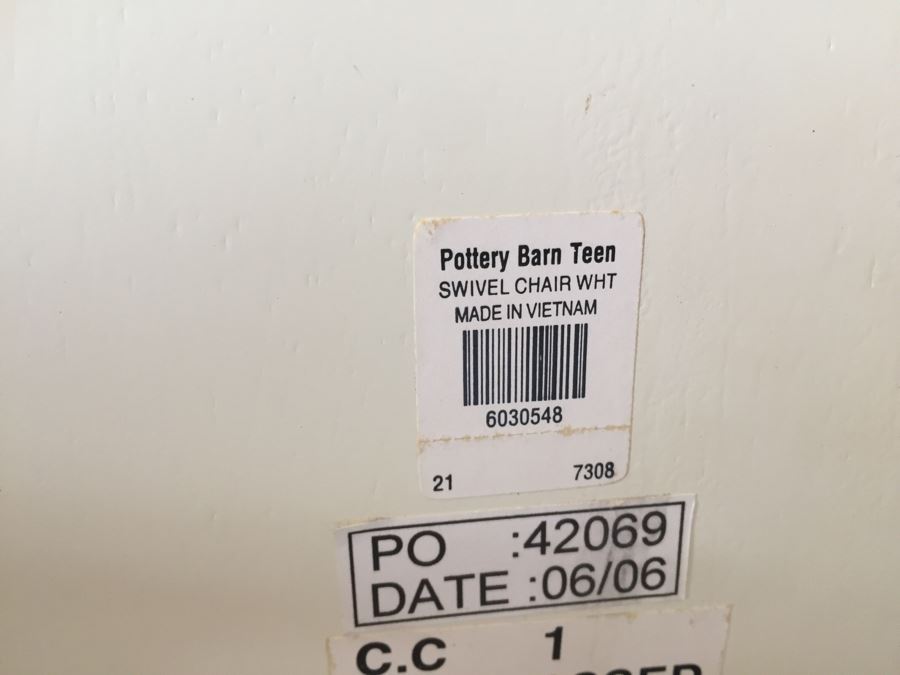 Pottery Barn White Office Chair With Casters [Photo 7]