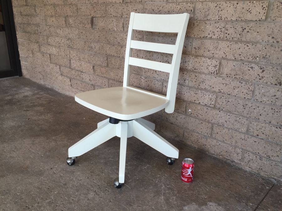 Pottery Barn White Office Chair With Casters [Photo 4]