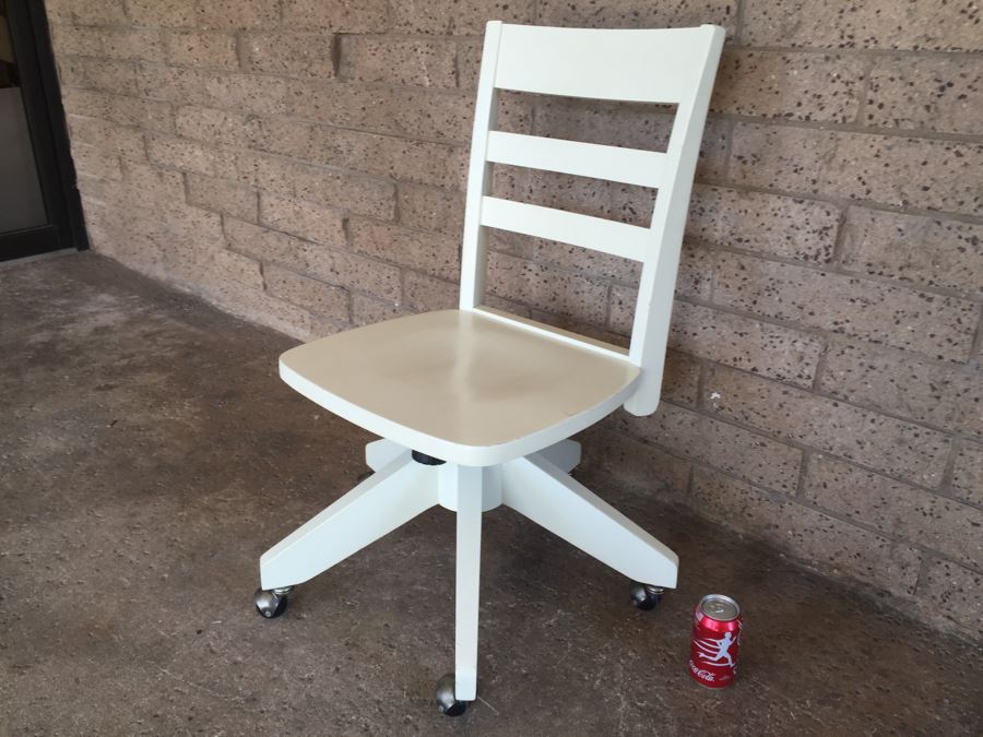 Pottery Barn White Office Chair With Casters [Photo 2]