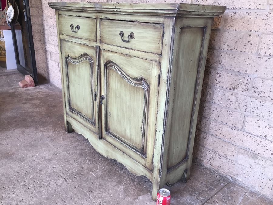 Avocado Green Console Table Hallway Cabinet [Photo 2]