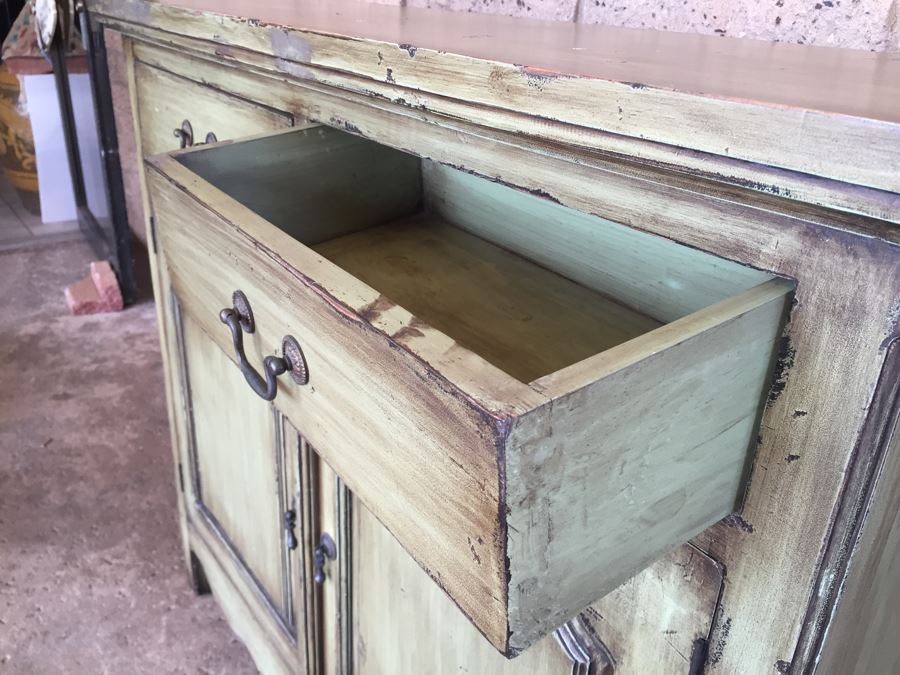 Avocado Green Console Table Hallway Cabinet [Photo 7]