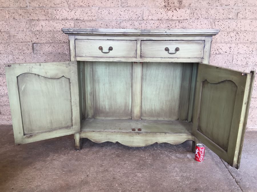 Avocado Green Console Table Hallway Cabinet [Photo 8]