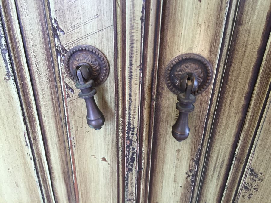 Avocado Green Console Table Hallway Cabinet [Photo 4]