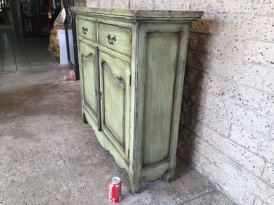 Avocado Green Console Table Hallway Cabinet [Photo 6]