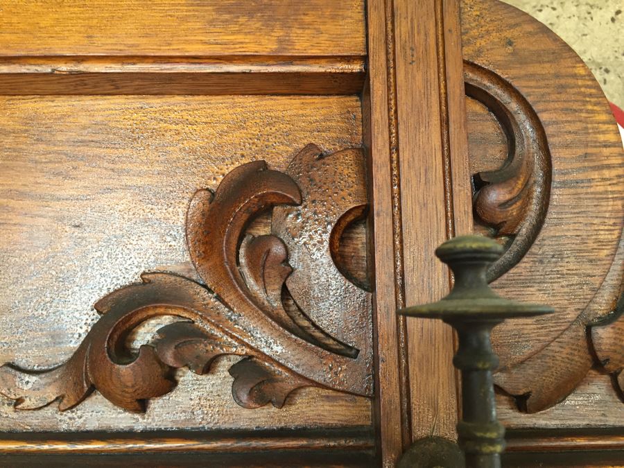 Stunning Antique Hall Tree With Nice Wood Carvings From Standard Furniture Co Seattle WA [Photo 9]