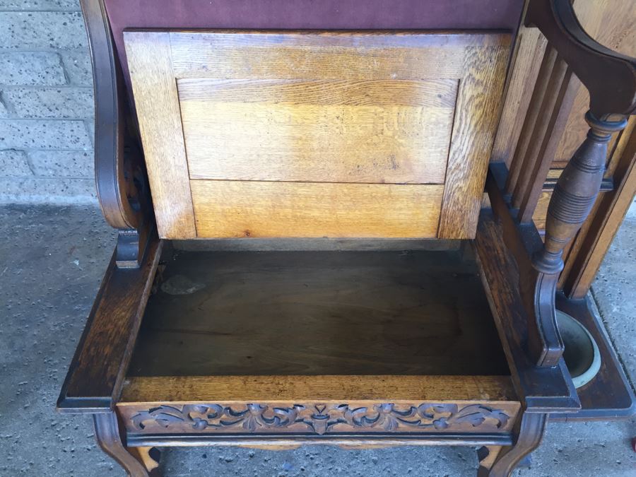 Stunning Antique Hall Tree With Nice Wood Carvings From Standard Furniture Co Seattle WA [Photo 13]
