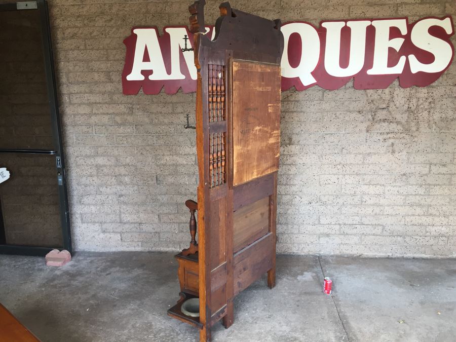 Stunning Antique Hall Tree With Nice Wood Carvings From Standard Furniture Co Seattle WA [Photo 25]