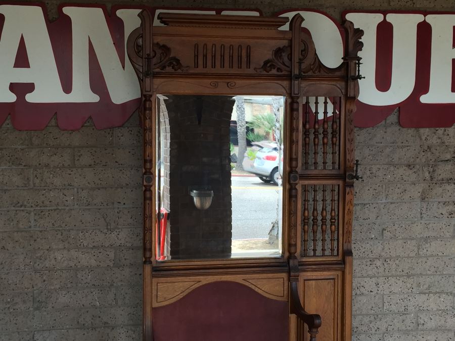 Stunning Antique Hall Tree With Nice Wood Carvings From Standard Furniture Co Seattle WA [Photo 18]