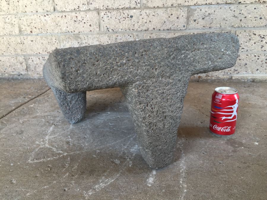 Old Probably Mexican Stone Basalt Tri-Legged Slanted Metate Grinding Stone Tortillas [Photo 8]