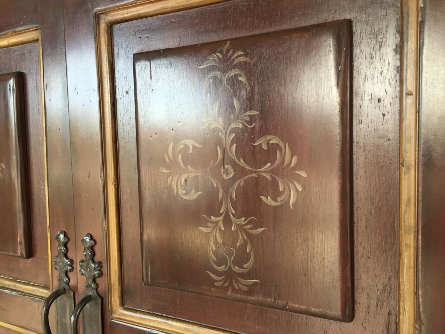 Nice Painted Cabinet Armoire With Plenty Of Storage Sturdy Wrought Iron Hardware [Photo 8]