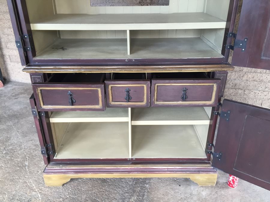 Nice Painted Cabinet Armoire With Plenty Of Storage Sturdy Wrought Iron Hardware [Photo 12]