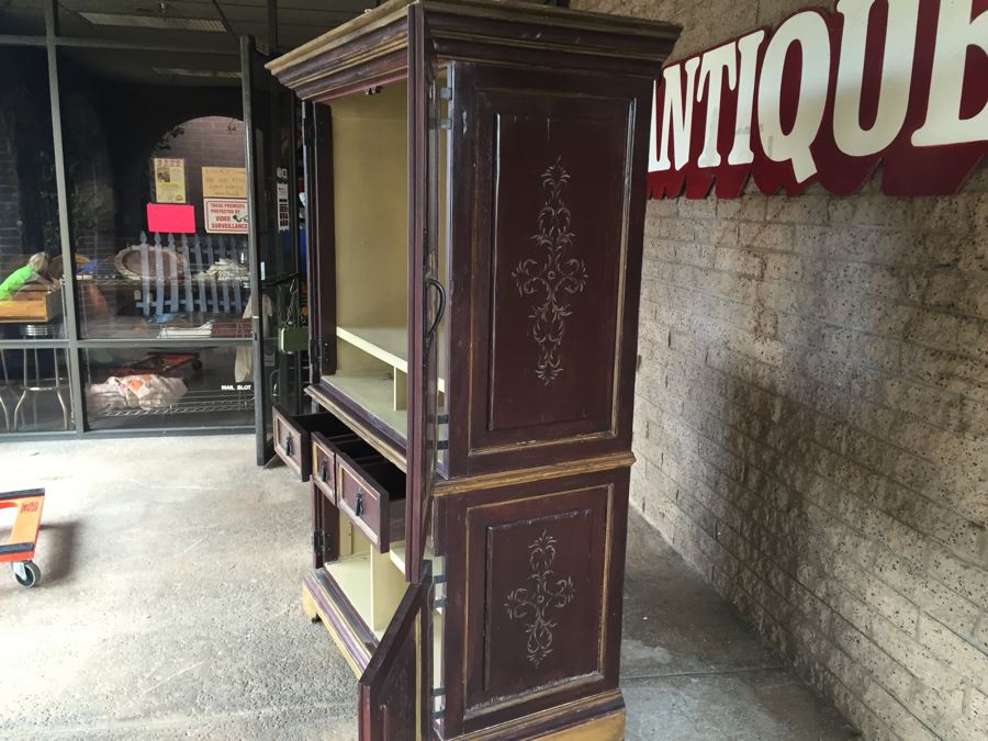 Nice Painted Cabinet Armoire With Plenty Of Storage Sturdy Wrought Iron Hardware [Photo 13]