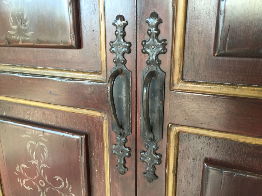 Nice Painted Cabinet Armoire With Plenty Of Storage Sturdy Wrought Iron Hardware [Photo 7]